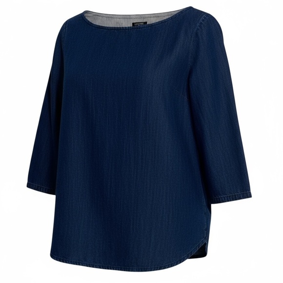 J CREW - SIZE 00 - DARK 100% COTTON TOP - BOATNECK - PULLOVER - STYLE #85555 B2 - Picture 1 of 9